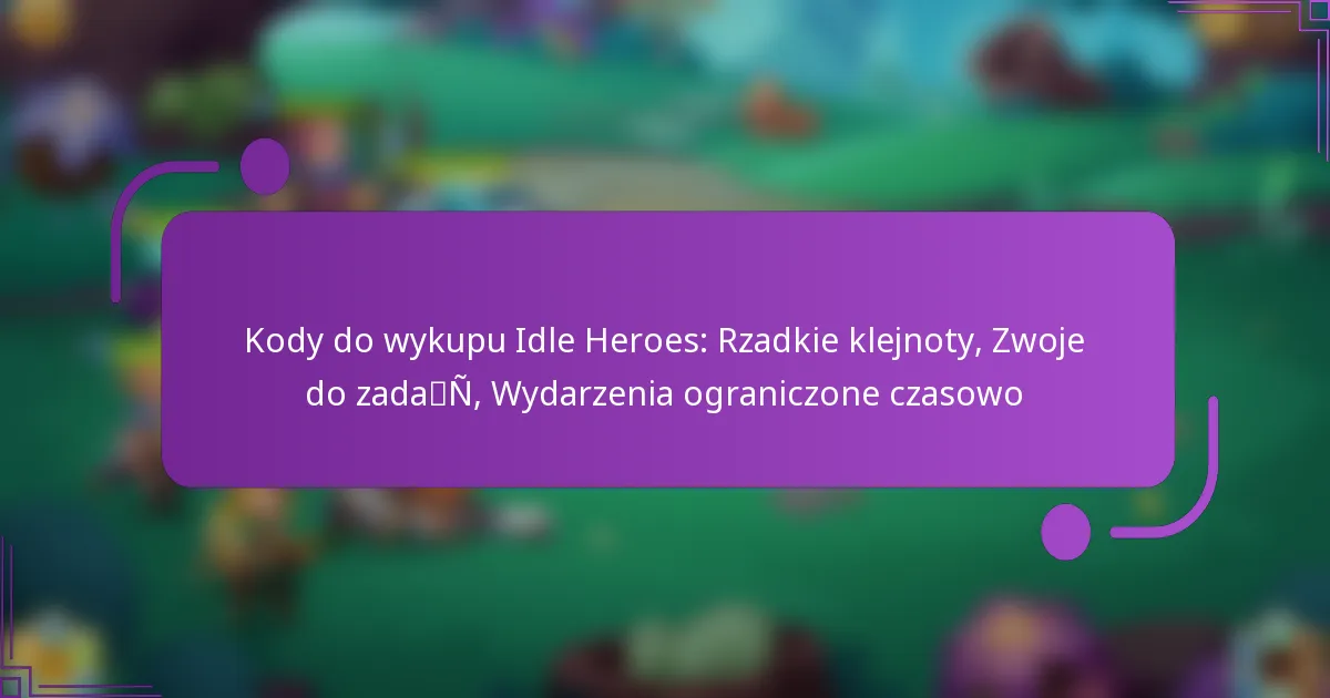 Kody do wykupu Idle Heroes: Rzadkie klejnoty, Zwoje do zadań, Wydarzenia ograniczone czasowo