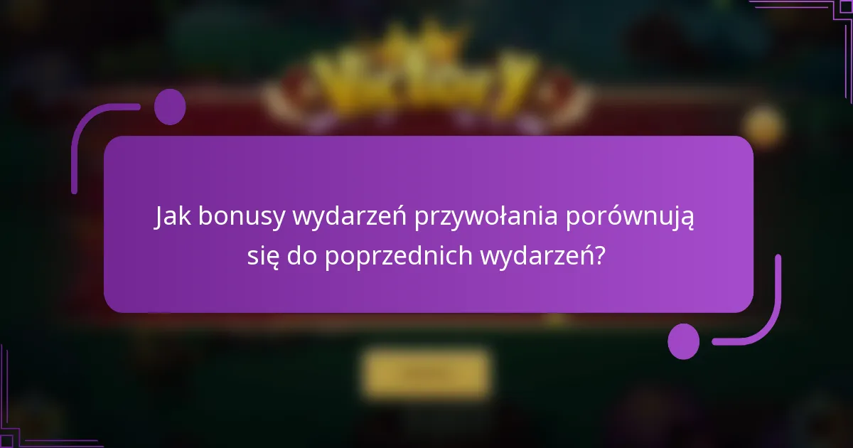 Jak bonusy wydarzeń przywołania porównują się do poprzednich wydarzeń?
