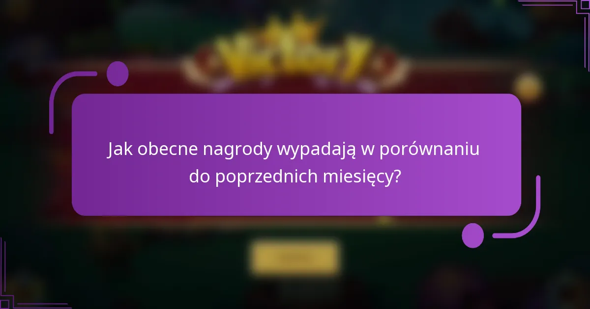 Jak obecne nagrody wypadają w porównaniu do poprzednich miesięcy?