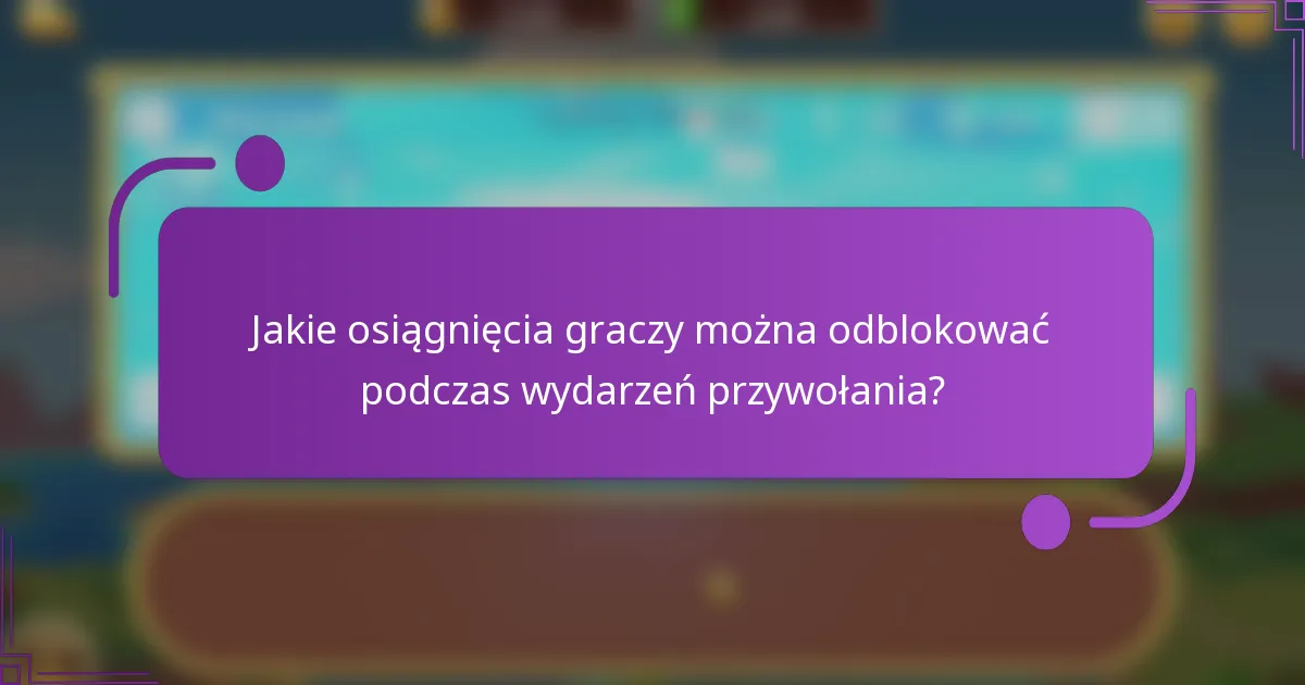 Jakie osiągnięcia graczy można odblokować podczas wydarzeń przywołania?