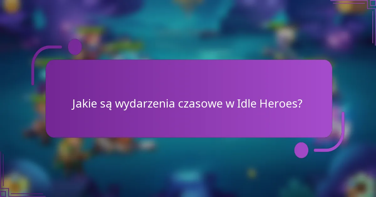 Jakie są wydarzenia czasowe w Idle Heroes?