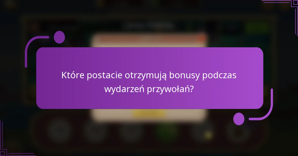 Które postacie otrzymują bonusy podczas wydarzeń przywołań?